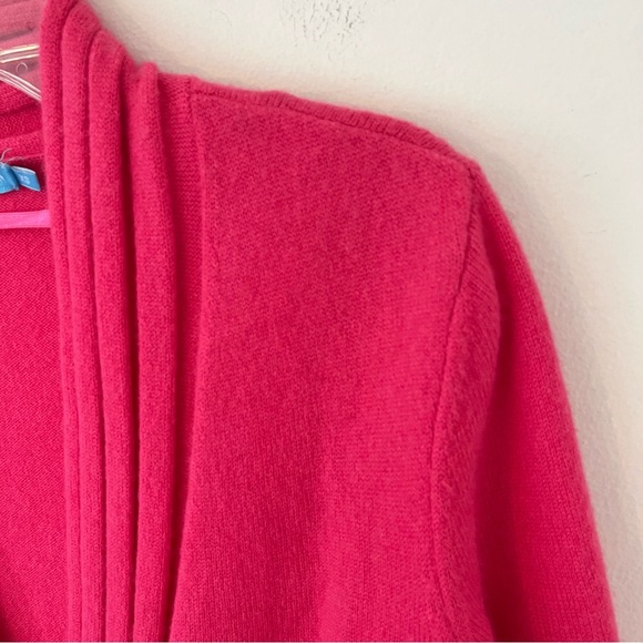 J. McLaughlin 100% Cashmere Hot Pink Front Tie Sweater Cardigan Shawl Neck - Picture 6 of 16